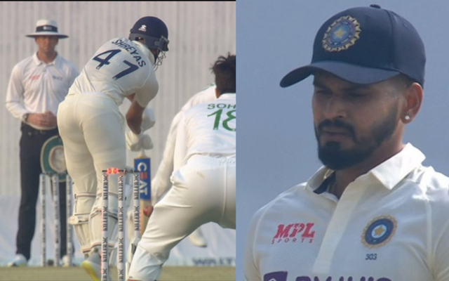 "Fortune favours the brave" - Twitter reacts after Shreyas Iyer survives after the bail remained intact despite the ball hitting the stumps