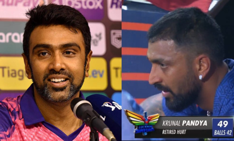 "Then what was the need to fake an injury? totally planned", Fans react when Ravichandran Ashwin calls Krunal Pandya's decision as a strategic move and not retired hurt